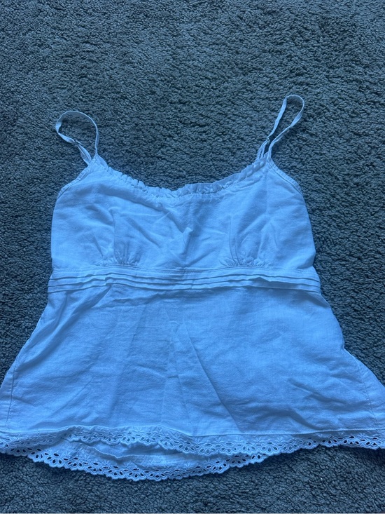 Brandy Melville Tops - Italian Brandy Melville White Linen Tank with Lace Trim